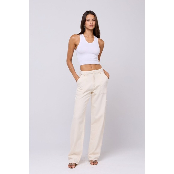 RESA Pants - Resa Women Elsa Cargo Pants Small‎ Cream Painter Wide Leg Baggy Textured